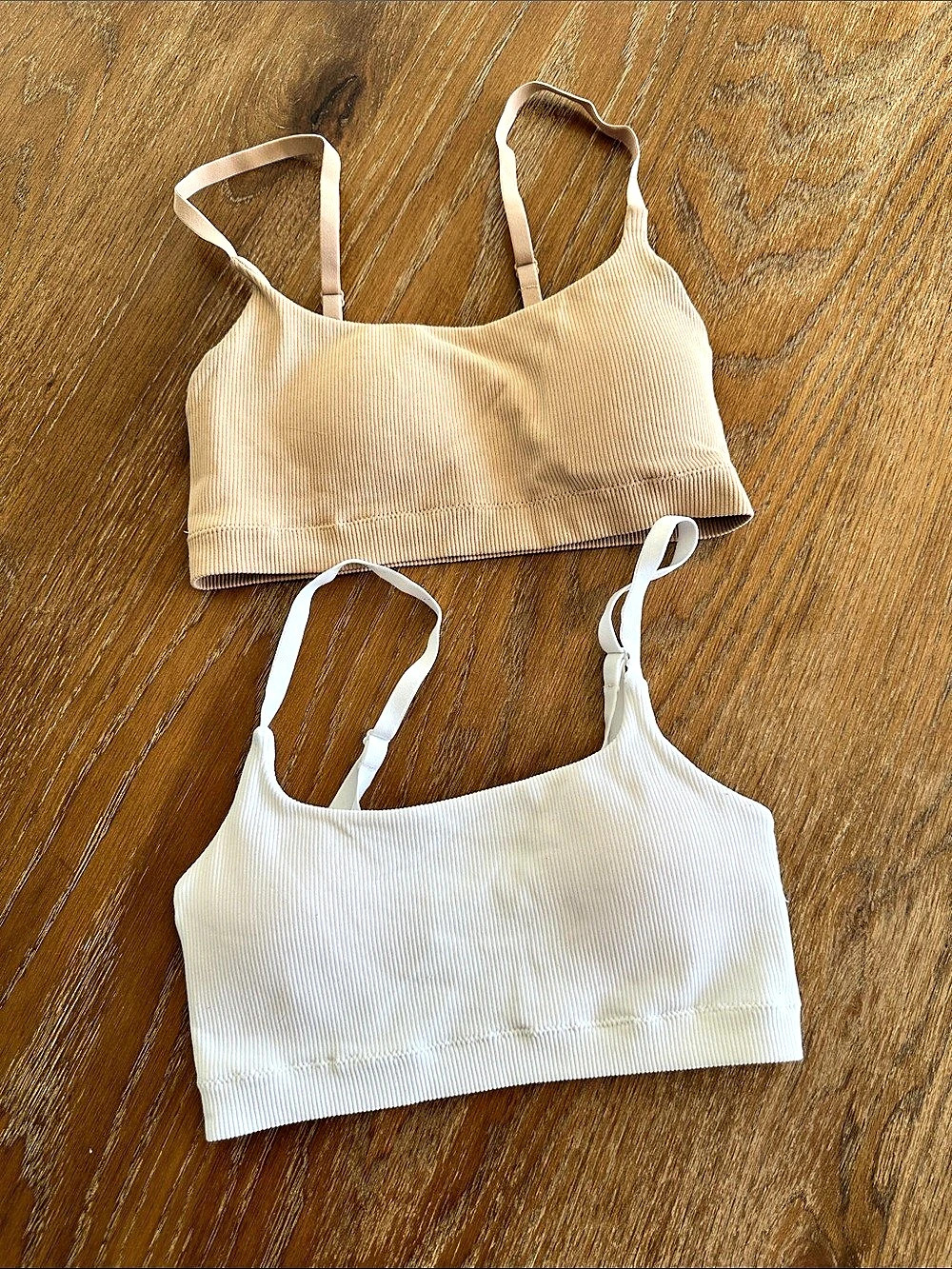 Aerie Super Chill Ribbed Bralette Bundle in White & Beige